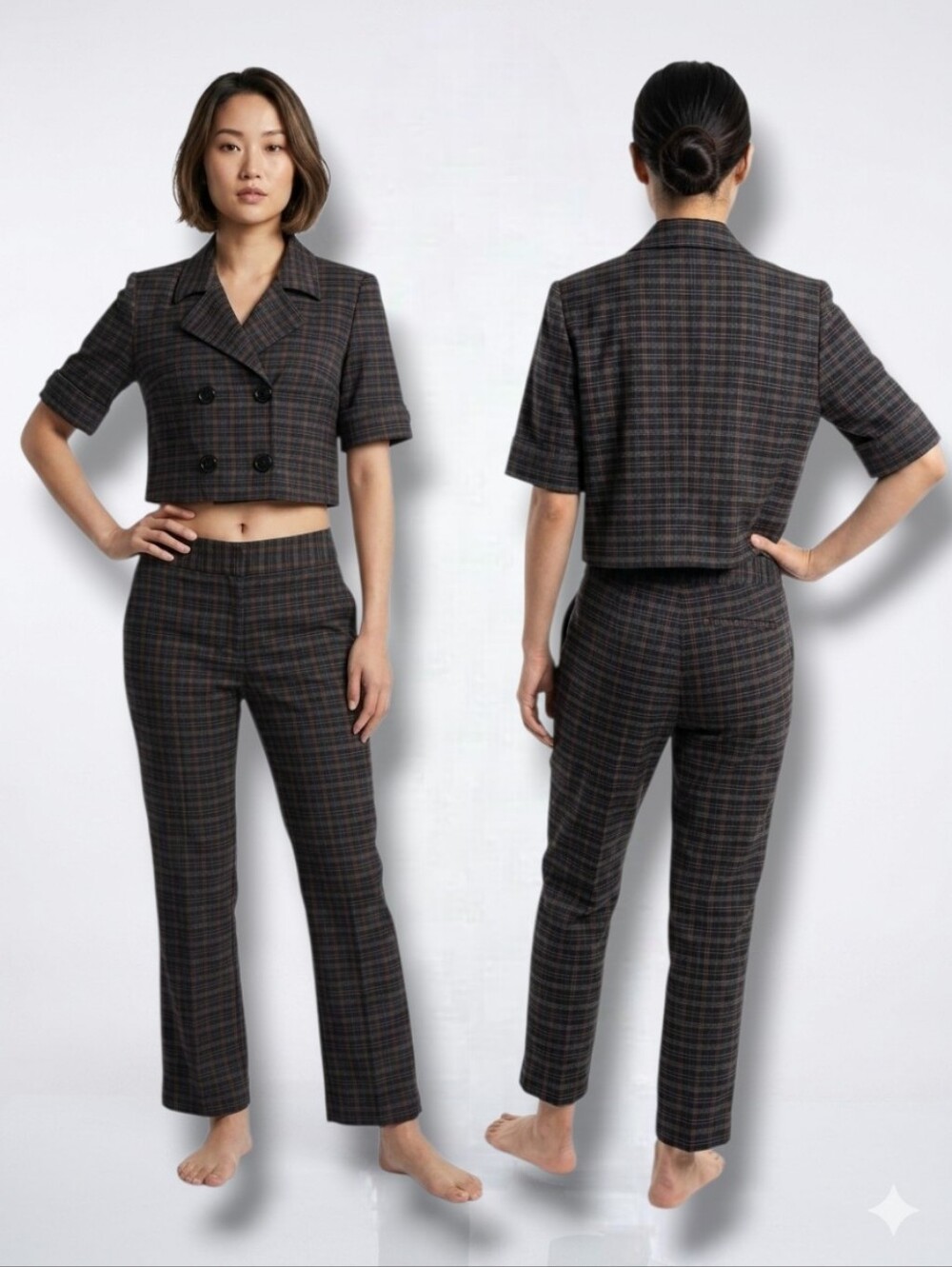 Bedo Casual Wear Ladies Multicolor Check Two-Piece Co-Ords Set